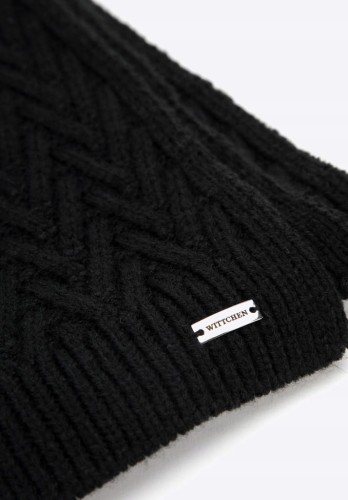 Damski szalik WITTCHEN o splocie w jodełkę 99-7F-007-1 czarny