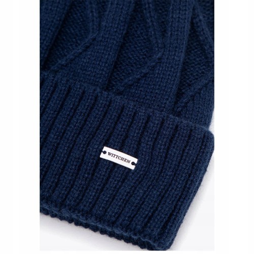 Czapka damska Wittchen 101-HF-005-N zimowa z pomponem granatowa