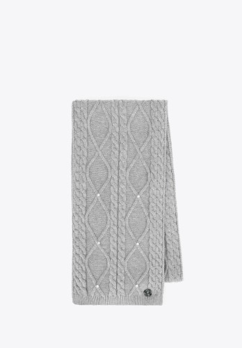 Damski komplet czapka z pomponem i szalik WITTCHEN 101-SF-023-8 szary