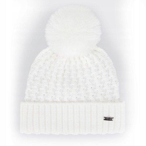 Czapka damska WITTCHEN 101-HF-105-0 kremowa z pomponem