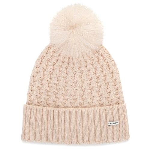 Czapka damska WITTCHEN 101-HF-105-9 beżowa z pomponem