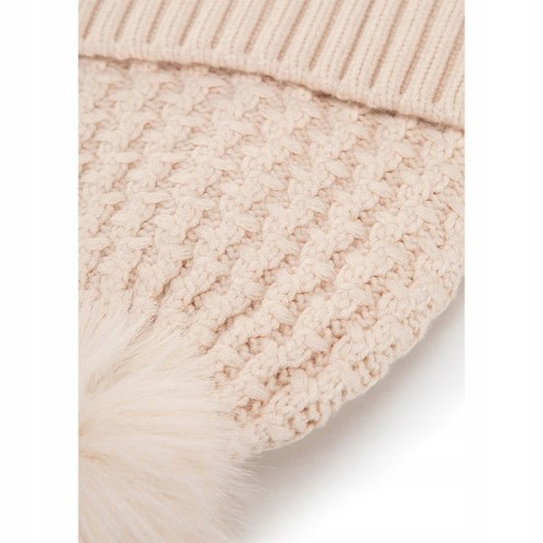 Czapka damska WITTCHEN 101-HF-105-9 beżowa z pomponem