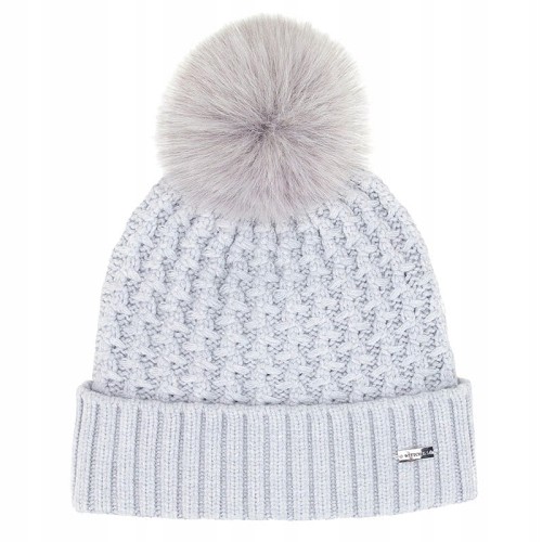Czapka damska WITTCHEN 101-HF-105-8 szara z pomponem