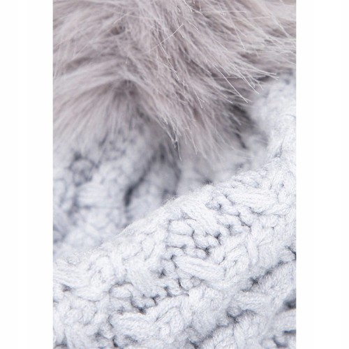 Czapka damska WITTCHEN 101-HF-105-8 szara z pomponem