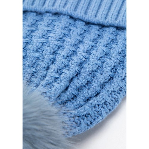 Czapka damska WITTCHEN 101-HF-105-7 niebieski z pomponem