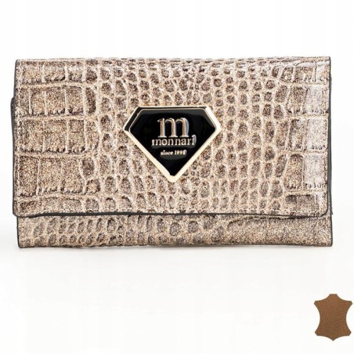 Portfel damski MONNARI PUR0192-M26 skóra naturalna złoty brokat