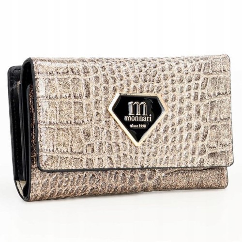 Portfel damski MONNARI PUR0192-M26 skóra naturalna złoty brokat
