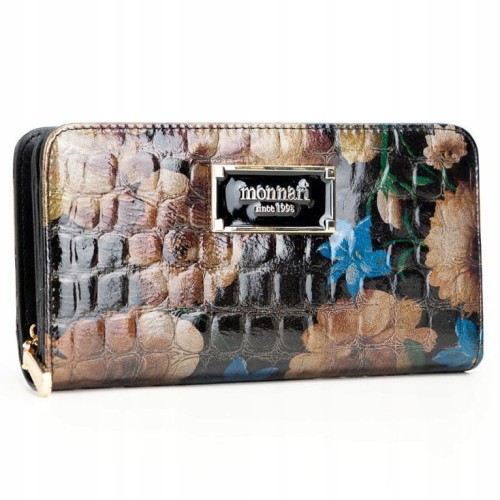 Portfel damski MONNARI PUR0181-M20 skóra naturalna czarny z wzorem