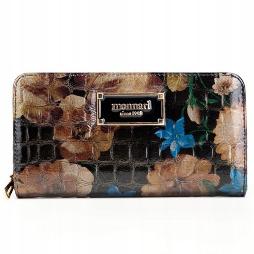 Portfel damski MONNARI PUR0181-M20 skóra naturalna czarny z wzorem