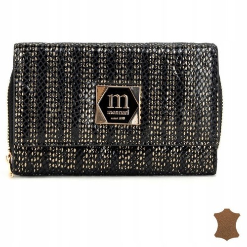 Portfel damski MONNARI PUR0130-M23 skóra naturalna złoto-czarny