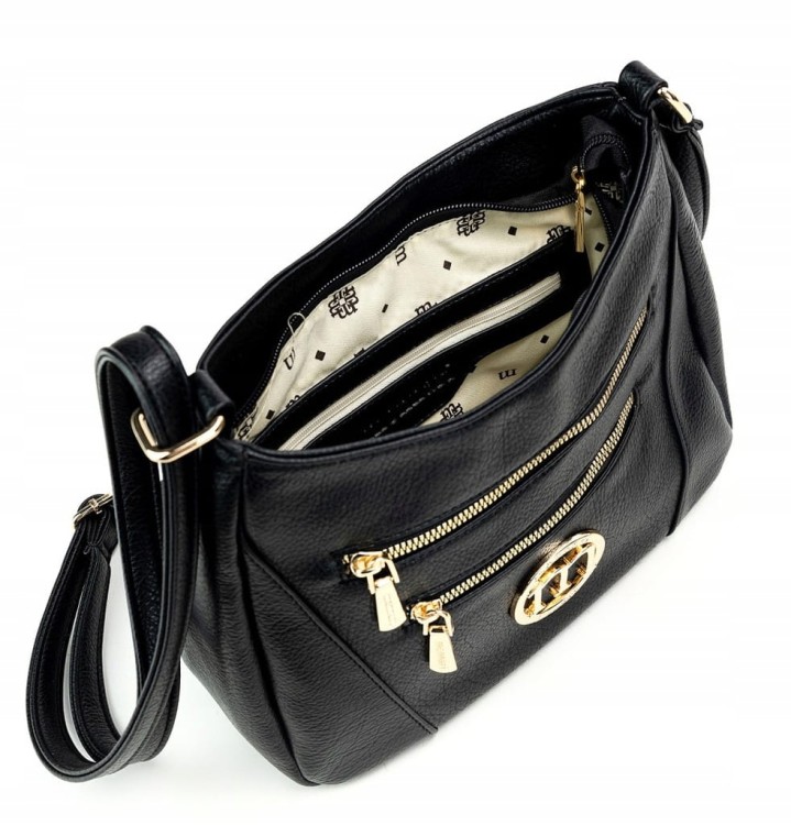 Torebka listonoszka Monnari BAG0360-020 czarna z kieszonkami