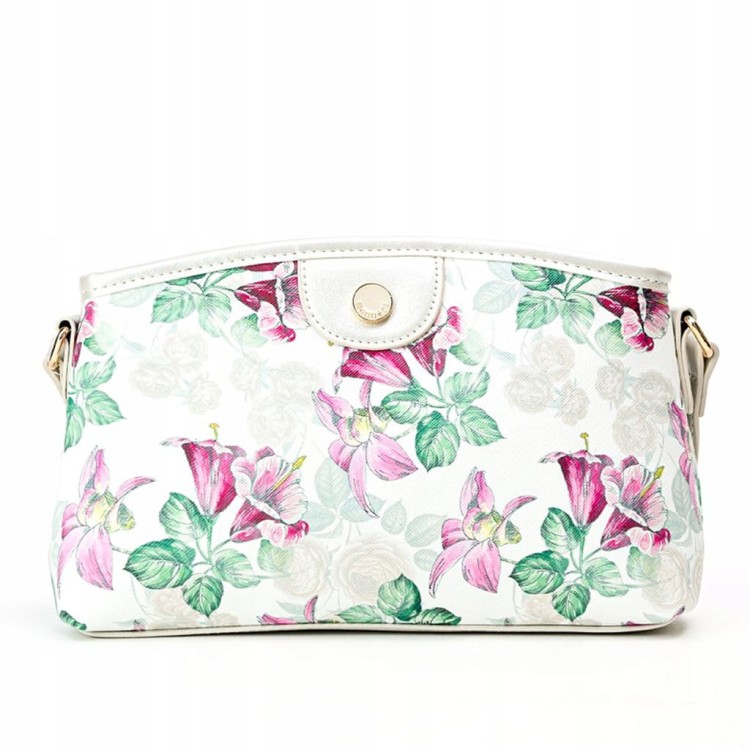 Torebka listonoszka Monnari BAG0490-M00 z kwiatowym wzorem biała