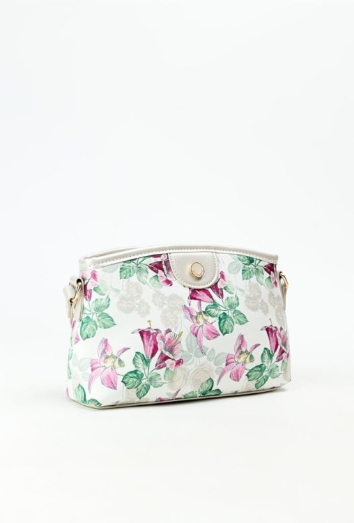 Torebka listonoszka Monnari BAG0490-M00 z kwiatowym wzorem biała