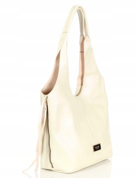 Torebka worek Monnari BAG0890-M00 ekoskóra perłowa