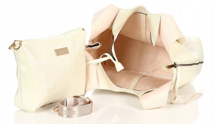 Torebka worek Monnari BAG0890-M00 ekoskóra perłowa