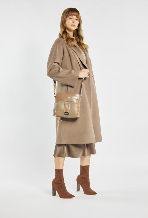 Torebka listonoszka Monnari BAG5540-M15 ekoskóra brązowo-szara