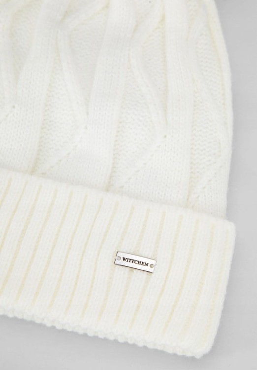 Czapka damska Wittchen 101-HF-005-0 zimowa z pomponem ecru