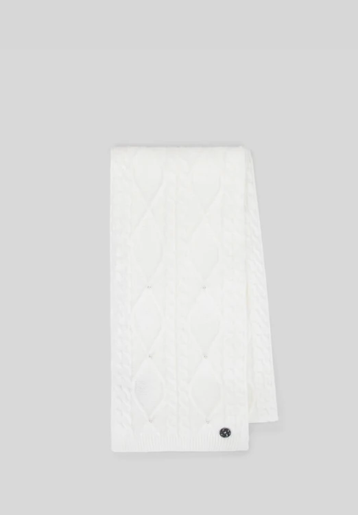 Damski komplet czapka z pomponem i szalik WITTCHEN 101-SF-023-0 biały