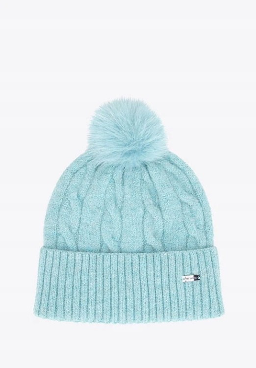 Damski komplet czapka z pomponem i szalik WITTCHEN 101-SF-021-7 niebieski