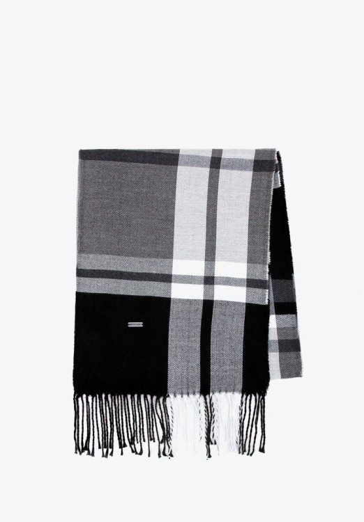 Szalik męski WITTCHEN 101-7F-100-18 w kratę czarno - szary 172 cm