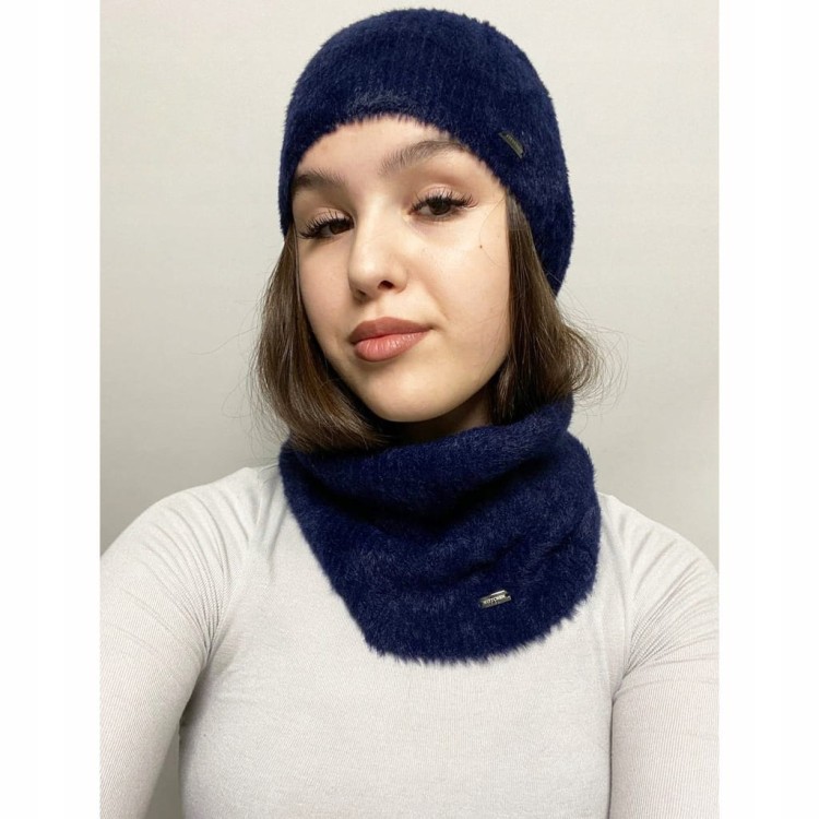 Damski komplet zimowy WITTCHEN 99-SF-005-7 z miękkiej dzianiny granatowy