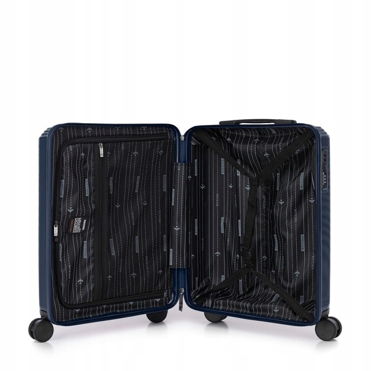 Walizka kabinowa WITTCHEN Stripes Line ABS 56-3A-601-90 granatowa 36L