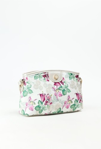 Torebka listonoszka Monnari BAG0490-M00 z kwiatowym wzorem biała