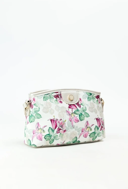 Torebka listonoszka Monnari BAG0490-M00 z kwiatowym wzorem biała
