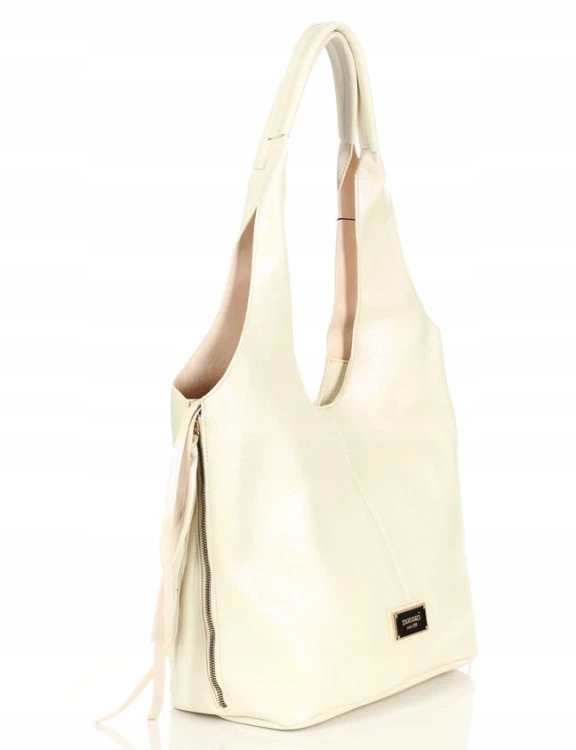 Torebka worek Monnari BAG0890-M00 ekoskóra perłowa