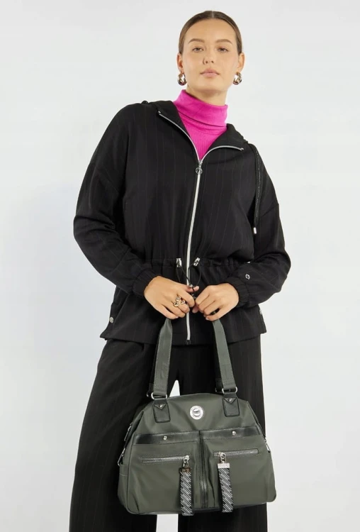Torebka shopperka Monnari BAG4300-M08 zielono-czarna